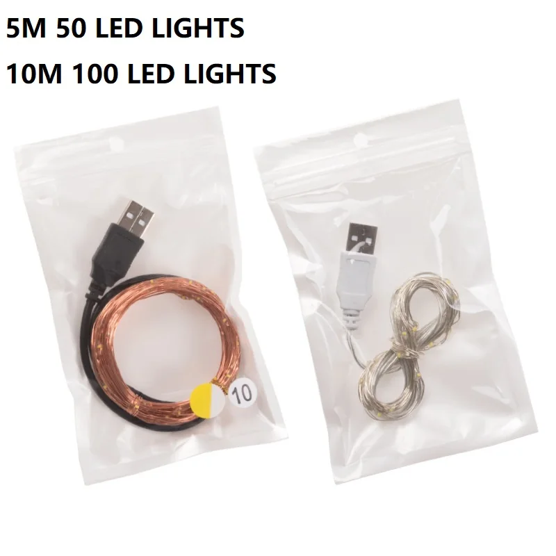 Светодиодный светильник 5 м/10 м гирлянда занавес с USB проводом Рождественская