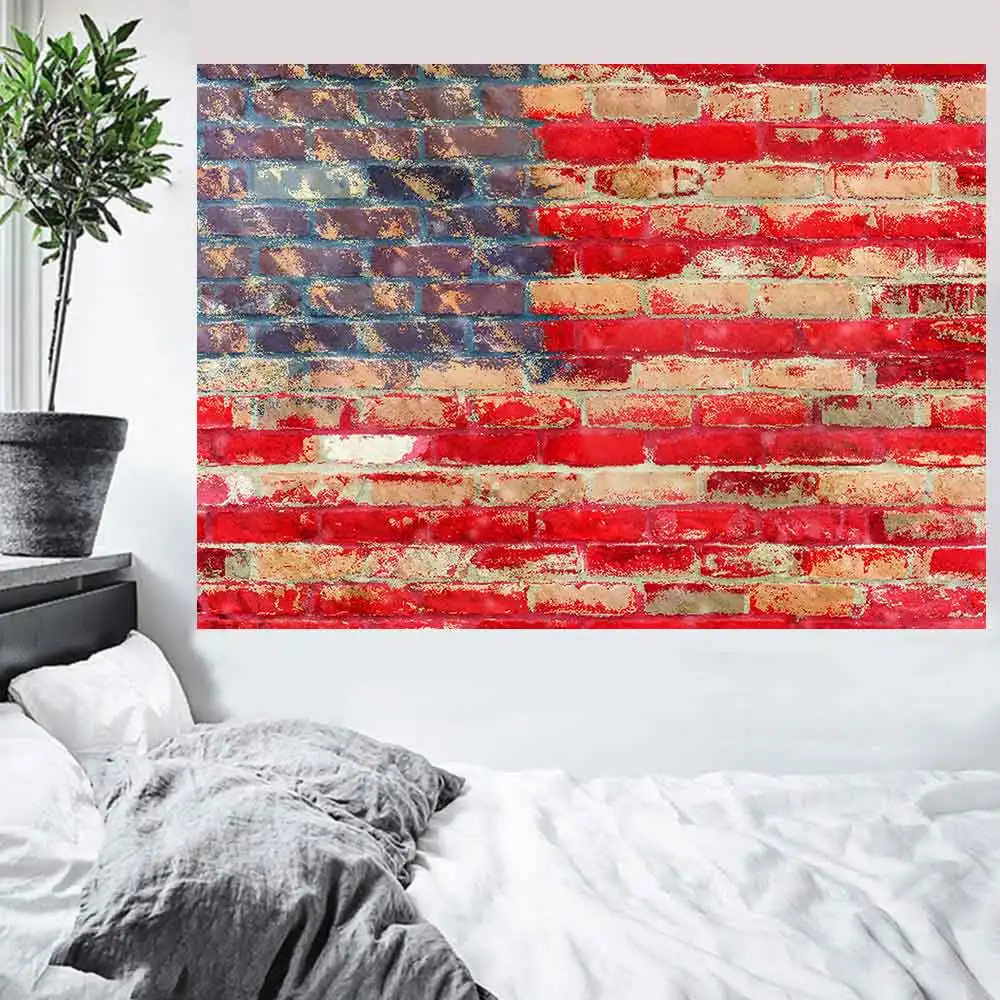 

American Flag Tapestry Flowers and Plants Moon Space Wall Hanging Tapestries for Living Room Bedroom Home Decor