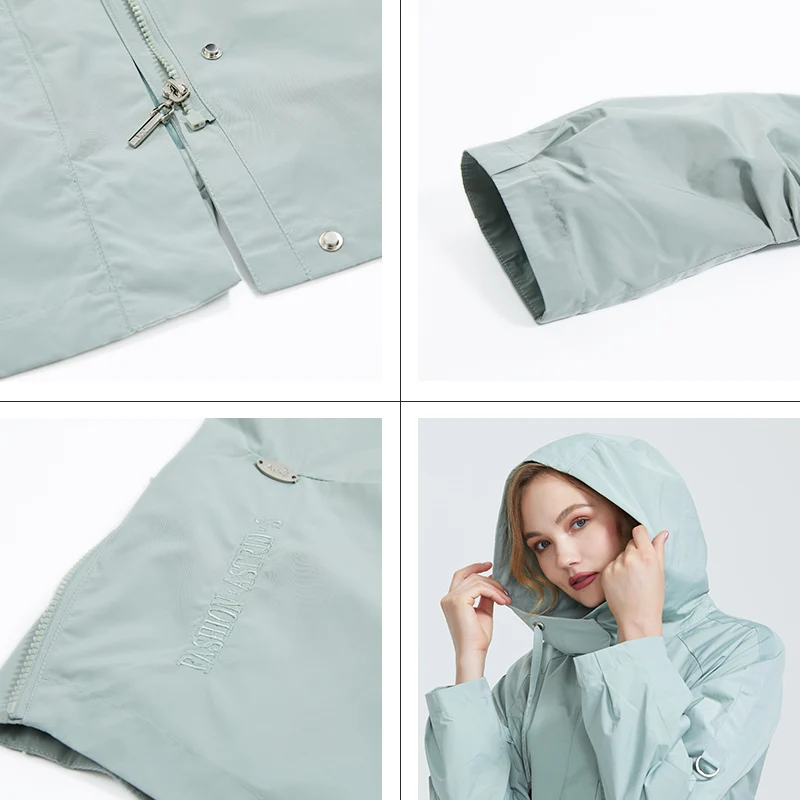 Trench Coat spring autumn coat women Hooded Solid color short coat trench big coat for women High Quality new style AS-9045