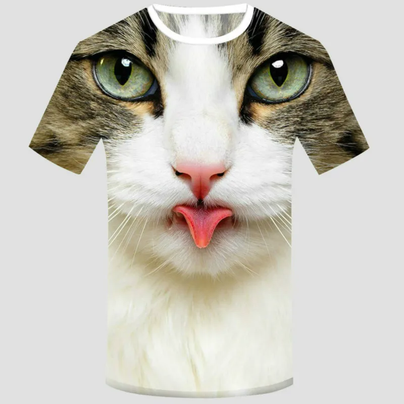 

Unisex children's funny t-shirt 3D cat printing casual t-shirt short sleeve round neck fun 2021 new style