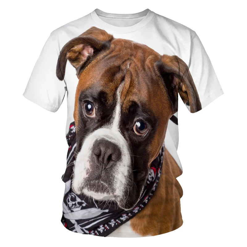 

Animal Boxer Dog 3D Print Men's T Shirt Plus Size Fashion Casual O Neck Short Sleeve Men Women Funny Tees Tops Shirts