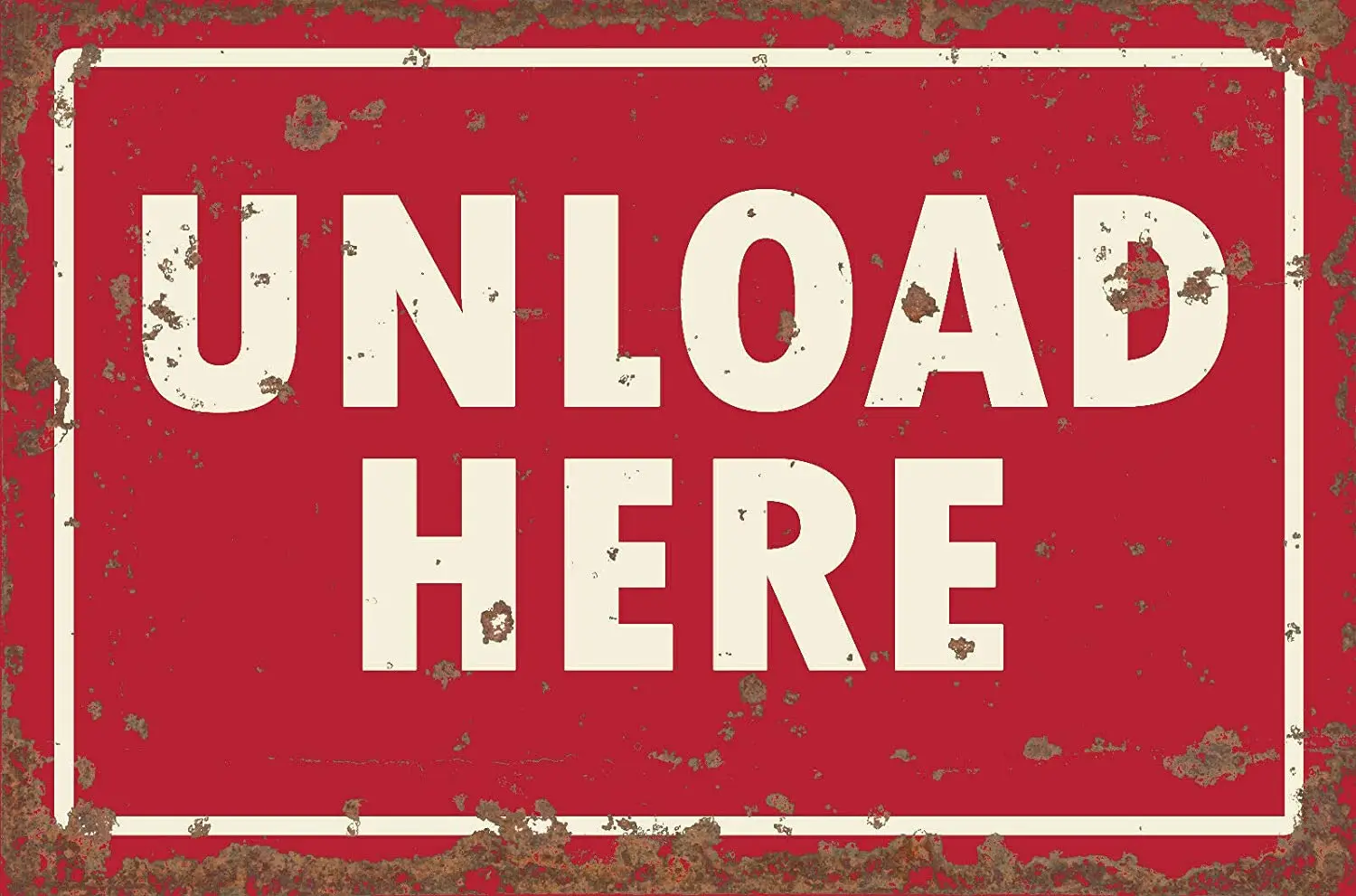 

Unload Here Ski Chairlift Sign Red Retro Sign 8x12 Inch Metal Tin Sign