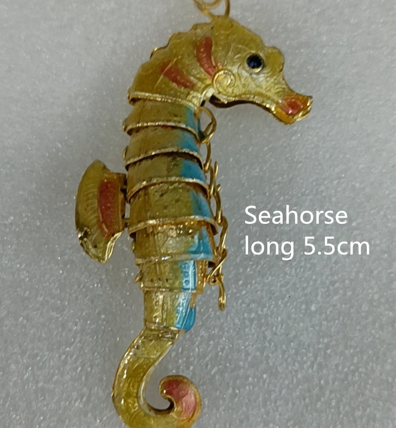 10pcs Fancy Enamel Filigree Animal Seahorse Charms Pendants DIY Jewelry Making Earrings Necklace Key chain Cloisonne Accessories