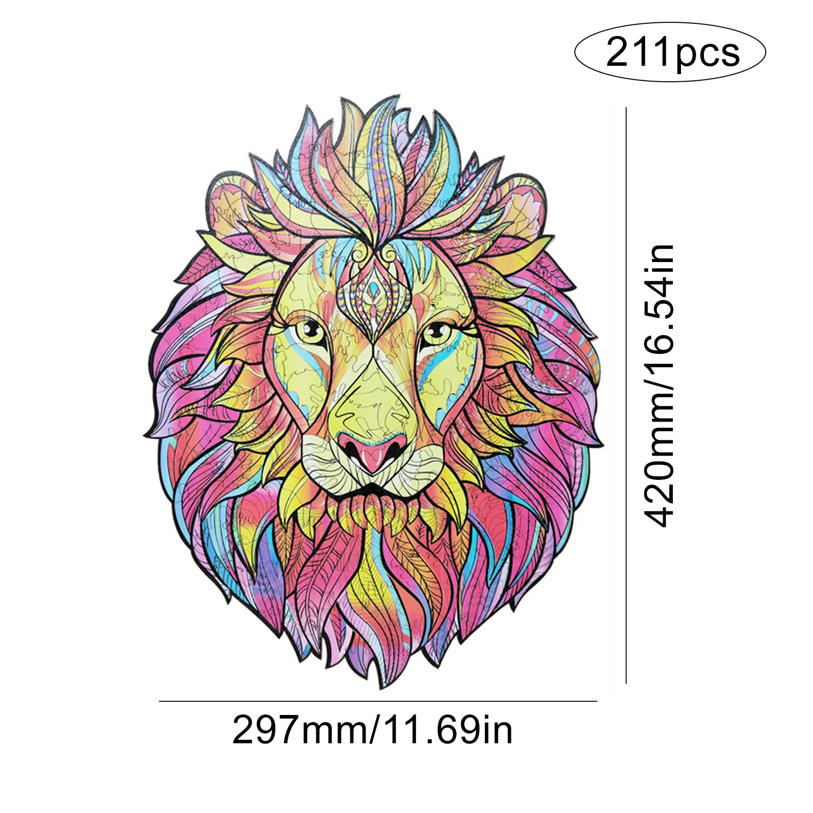 

High-quality Unique Shape Wooden Jigsaw Puzzles Mysterious Lion Puzzle For Adults Kids Educational Puzzle Interactive Toy
