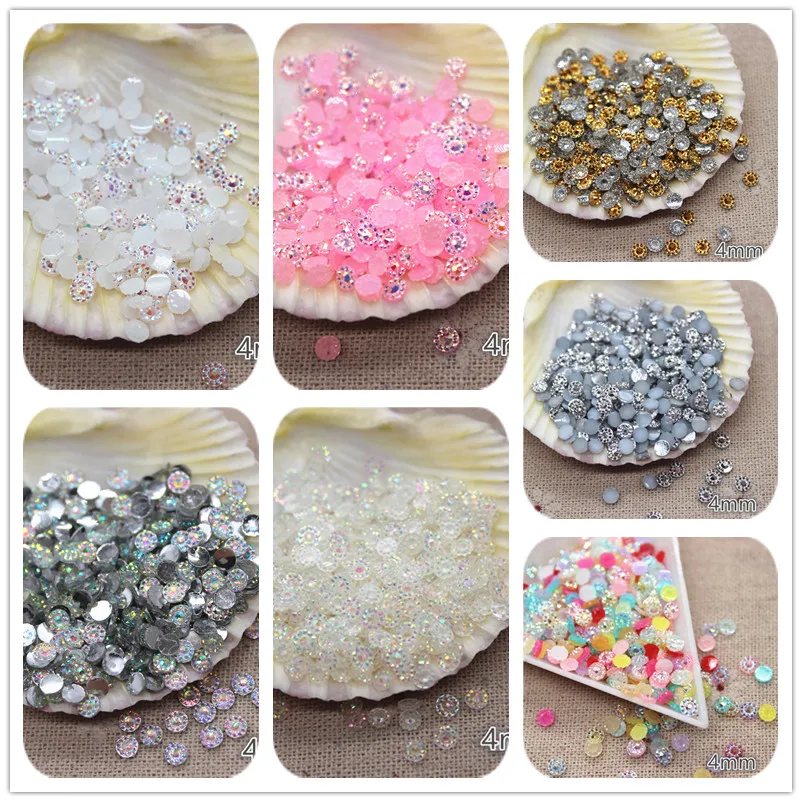 3000 шт. 4 мм блестящие стразы из смолы Круглые Подсолнухи с плоским основанием