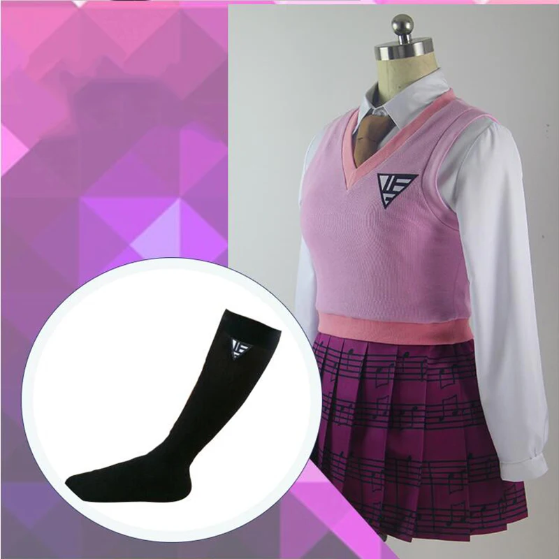 Аниме Danganronpa V3 Akamatsu kaede костюм для косплея Униформа юбки Девушки Женщины Хэллоуин