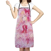 lily white anime pattern oxford fabric apron for men women bibs home cooking baking cleaning aprons kitchen accessory