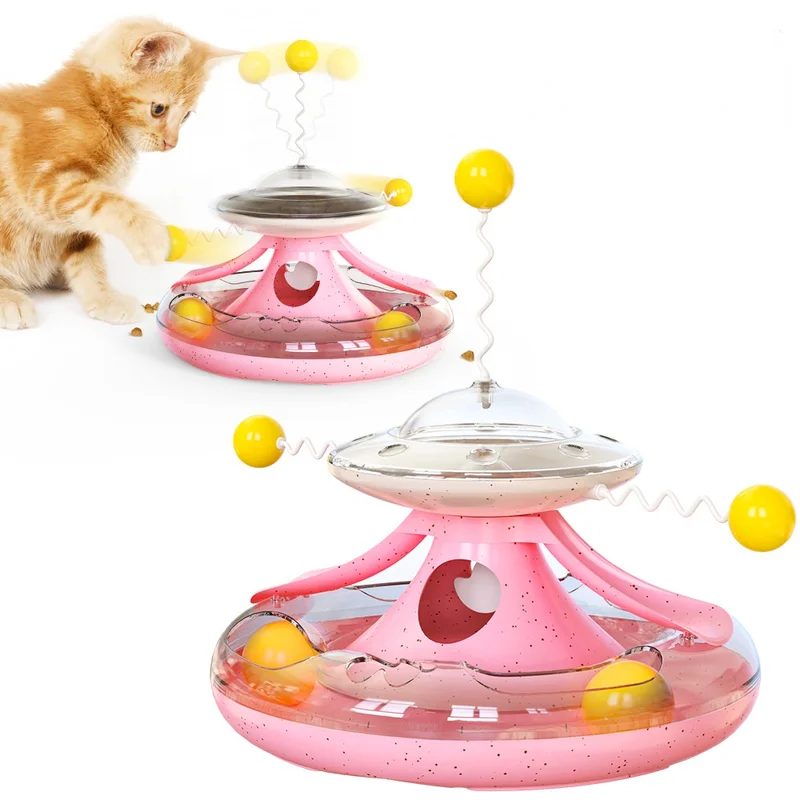 

Pet Supplies New Products Explosive Cat Turntable Track Ball Windmill Leaking Food Cat Toys Funny Cat Stick