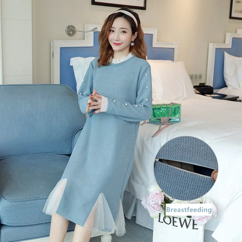 

Nursing Dresses Breastfeeding Sweatershirt Outfits Pregnancy Clothing Autumn Sweater For Pregnant Women Winter Maternity Clothes
