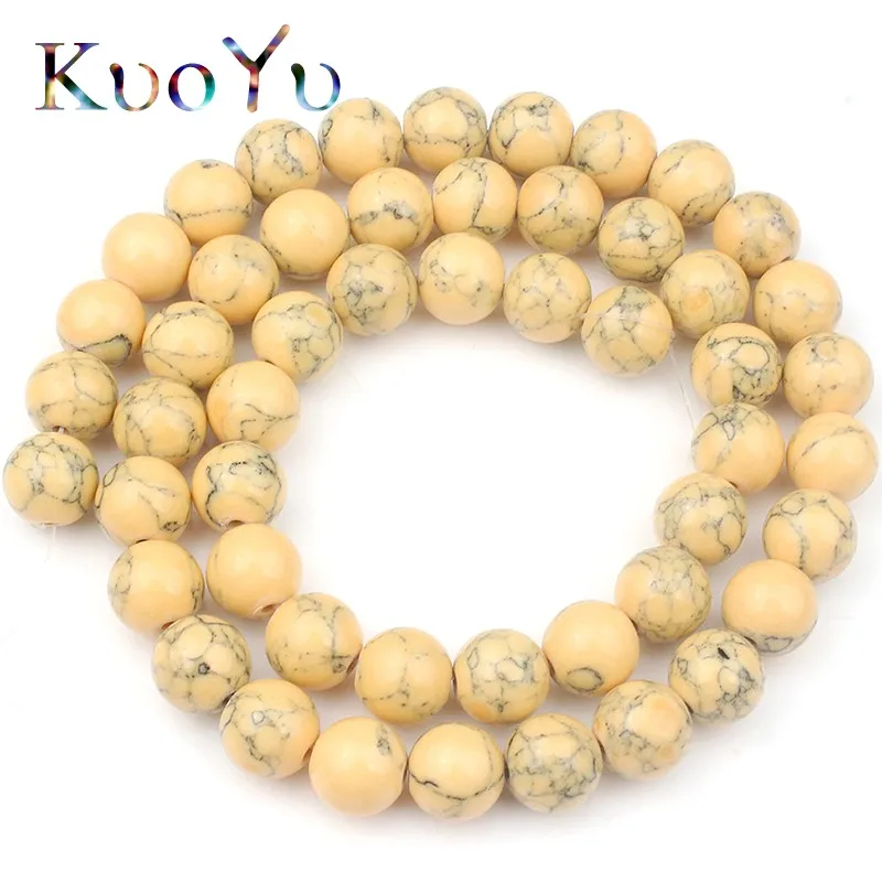 Модные синтез Бирюза Камень круглые бусины Свободные Spacer Бусины для