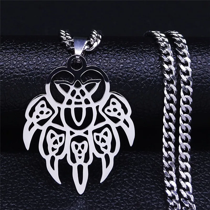 

2020 Irish Knot Bear Paw Stainless Steel Chain Necklaces for Men Silver Color Statement Necklace Jewelry collier homme NXS05