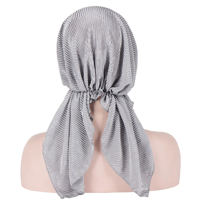 

New Fashion Muslim Woman Inner Hijabs Hats Crinkly Turban Head Cap Hat Beanie Ladies Hair Accessories Muslim Scarf Cap Hair Loss
