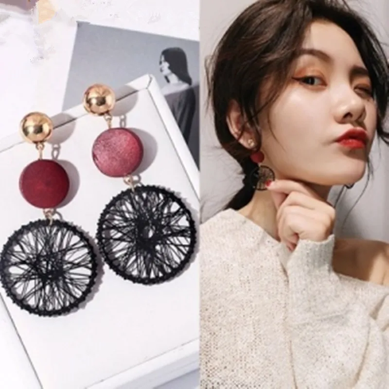 Новинка большие деревянные серьги сделай сам с большими кольцами женские