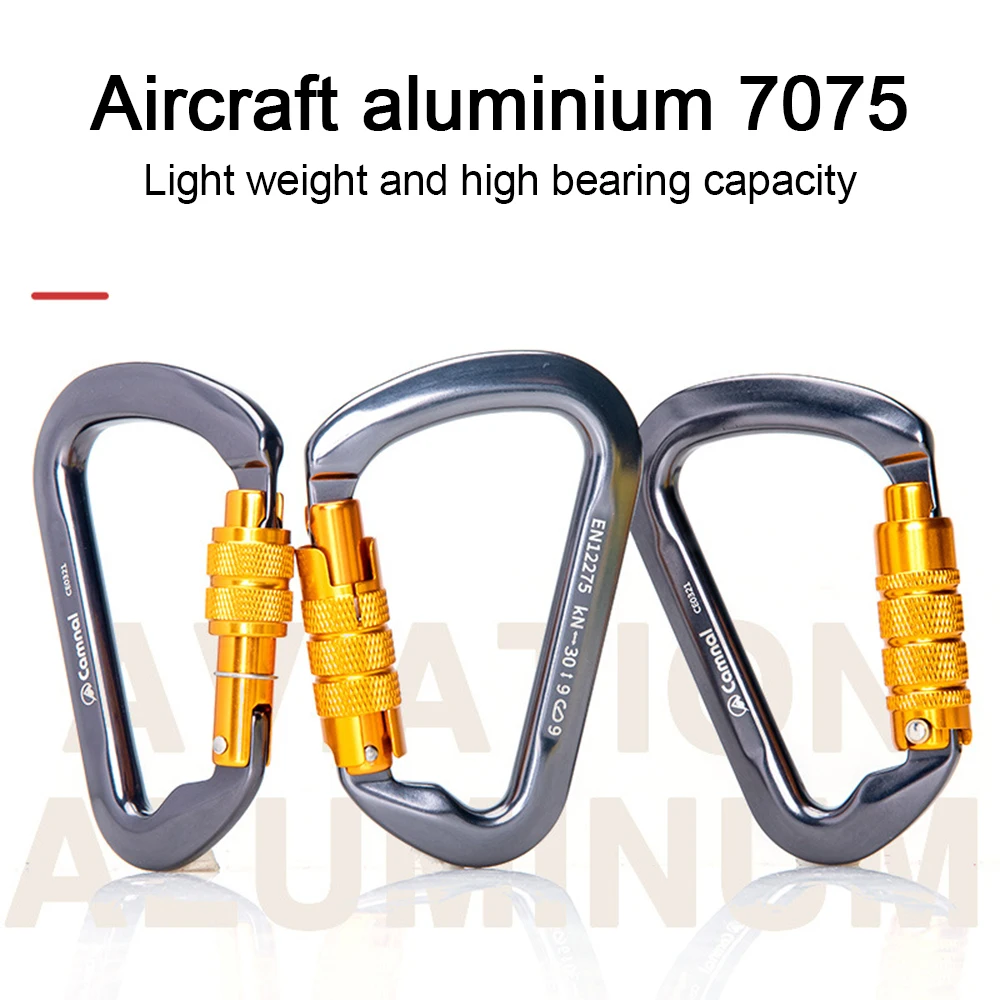 

CAMNAL D Shape Carabiner Heavy Duty 30KN 7075 Aluminum Safety Locking Carabiner for Hammock Climbing 3 Stage Automatic