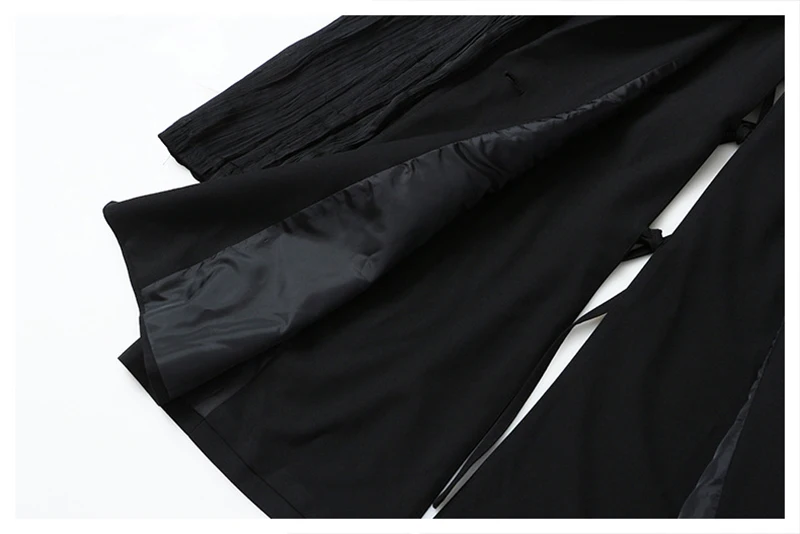 

[EAM] Women Black Pleated Split Big Size Blazer New Lapel Long Sleeve Loose Fit Jacket Fashion Tide Spring Autumn 2021 1Y053