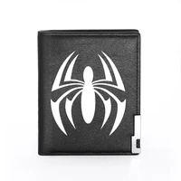 men wallet leather spider printing billfold slim credit cardid holders inserts money bag male pocket short purses