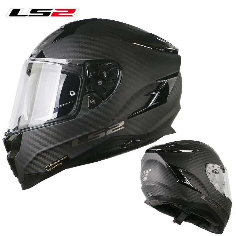 LS2 FF327 углеродное волокно Challenger полный уход за кожей лица мотоциклетный шлем capacete LS2 шлем с внутренним Защита от солнца Лен мужчина женщина гонки - Цвет: Matte Black