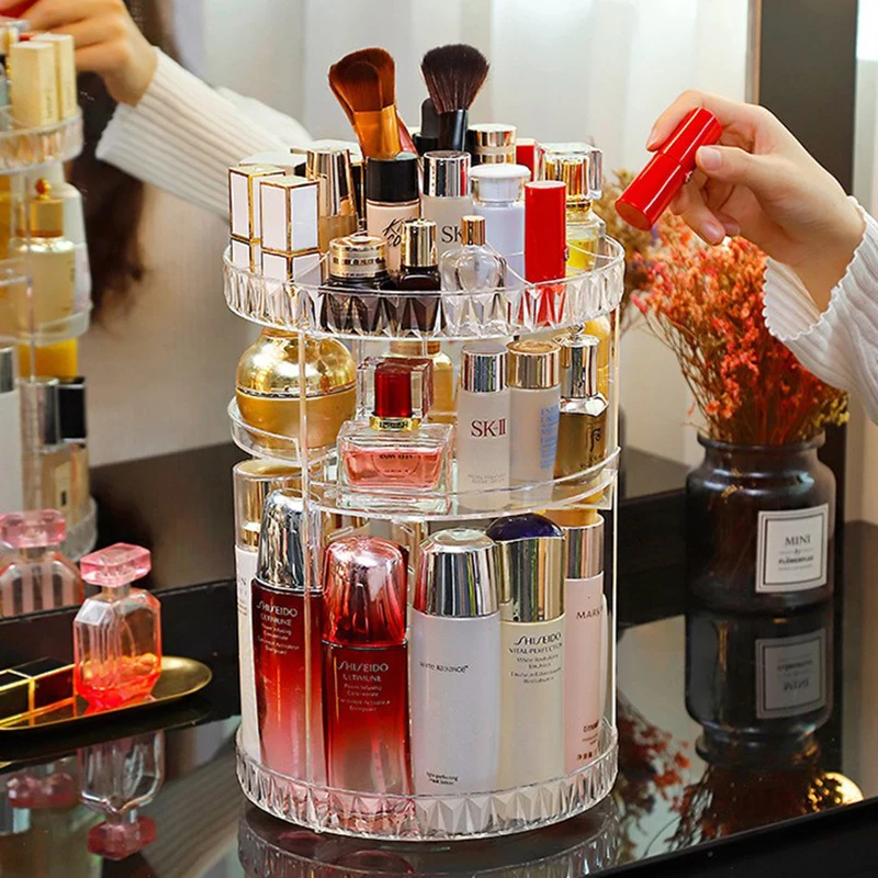 Коробка для хранения косметики Rotat органайзер макияжа прозрачная акриловая