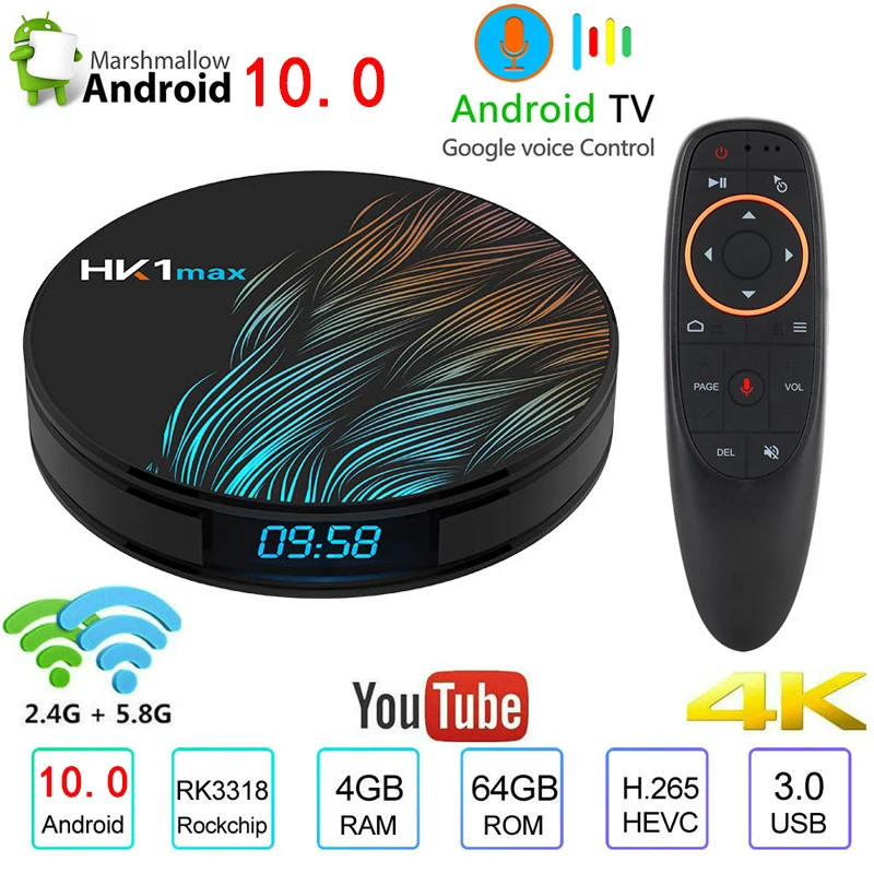 Тв приставка HK1 MAX на Android 10 0 4 ядра + 64 гб wi fi 4K|ТВ-приставки и медиаплееры| |