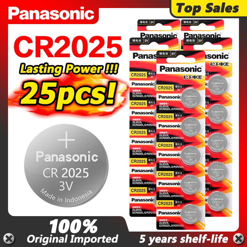 

PANASONIC 25pcs original cr2025 ECR2025 BR2025 DL2025 KCR2025 LM2025 3v button battery coin battery for watch car toy