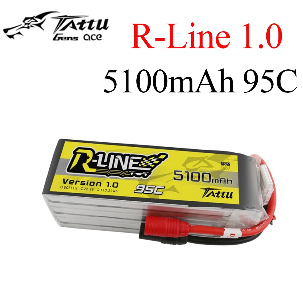 Аккумулятор Tattu R Line 22 2 V 5100mah 6S 95C FPV Lipo с разъемом AS150 для RC Racing Drone Quadcopter|Детали и