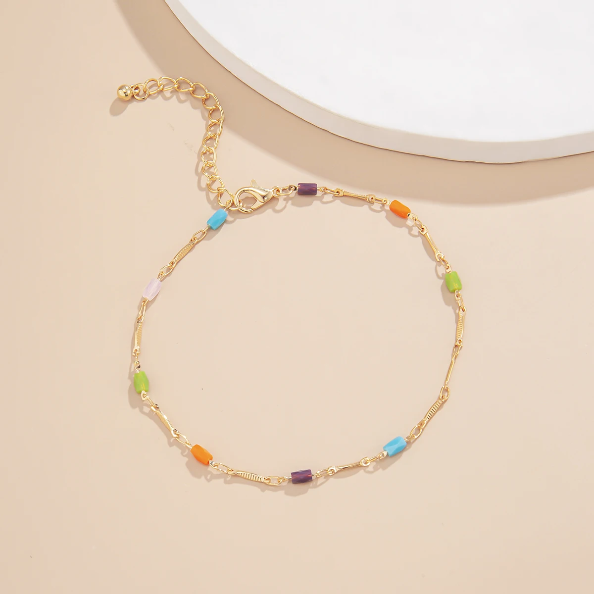 

IngeSight.Z Bohemian Rainbow Seed Bead Bracelets Anklets for Women Charm Acrylic Anklets Barefoot Sandals On Foot Ankle Jewelry