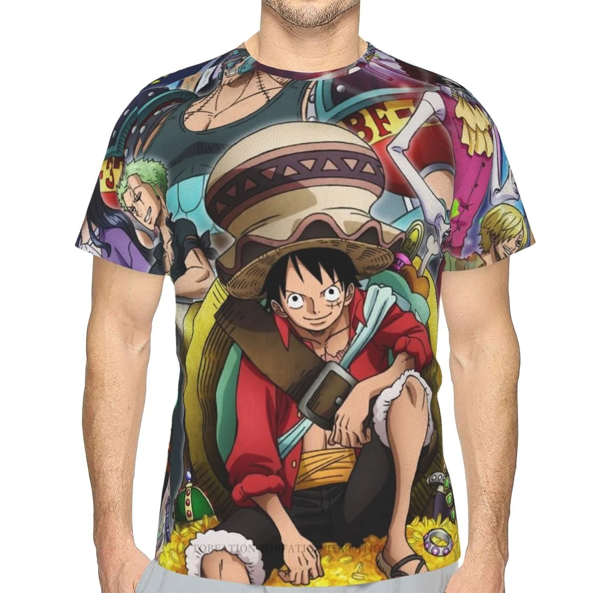 Футболка с 3D принтом персонажей цельный принт приключения обезьяны д Луффи