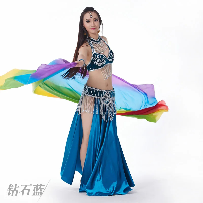 Diamond blue 6 шт./компл. костюмы для танца живота Восточные Танцевальные Костюмы для танца живота карнавальные танцевальные костюмы#862 - Цвет: Diamond blue