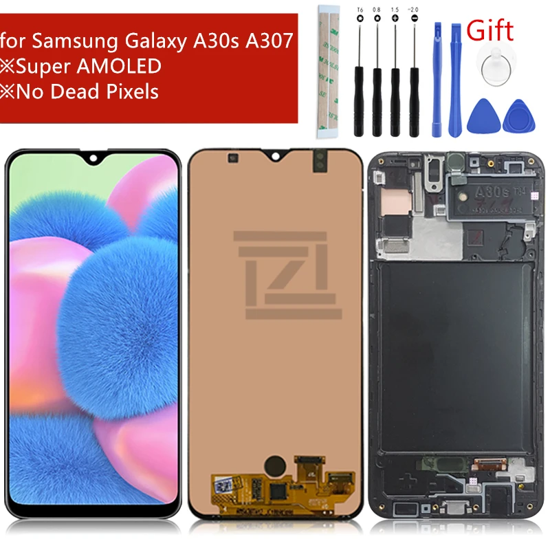 Super AMOLED для samsung A30s lcd A307 кодирующий преобразователь сенсорного экрана в сборе +