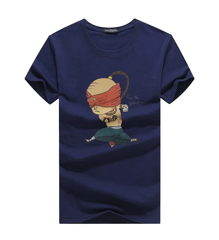 

2021 summer new fashion cartoon printed T-shirt men's round neck casual plus size short-sleeved shirt