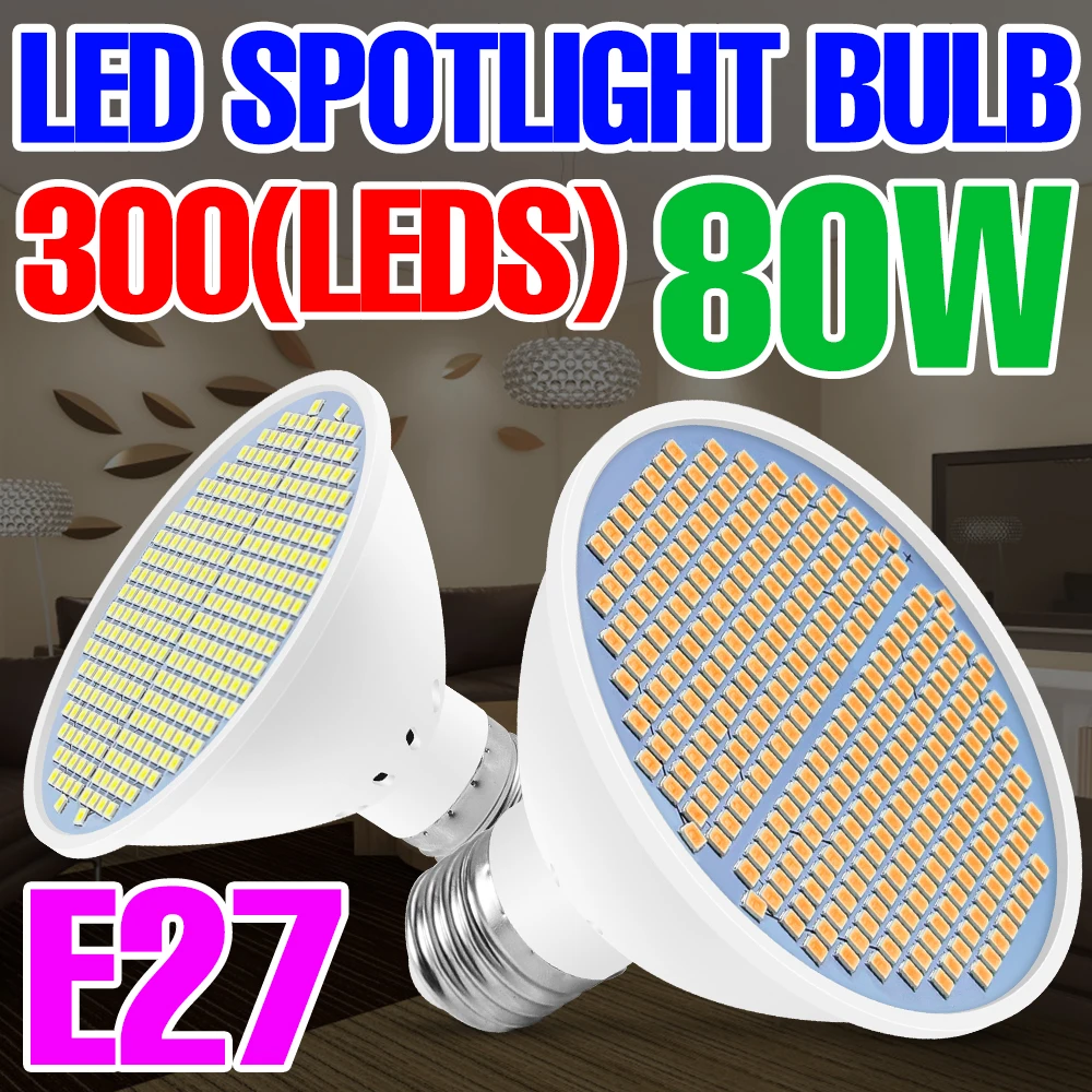 

220V LED Spotlight Bulb Lamp E27 Light Energy Saving Lampara 30W 50W 80W Bombilla Decoration Bulb For Home Lighting No Flicker