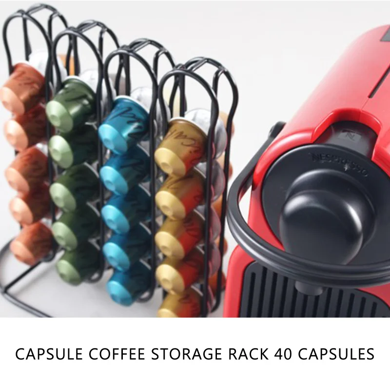 

2021 Home Garden Storage Holders Racks Slim And Sleek Coffee Pod Holder And Organizer For 40 Coffee Pods Creamer (Black-Tone)