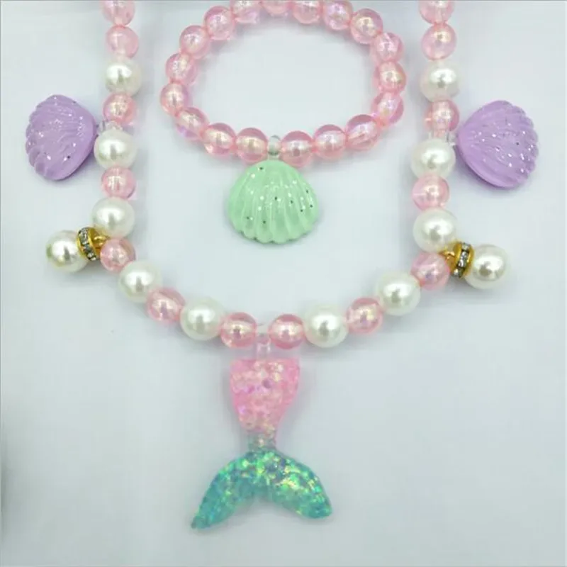 2019 жемчужный комплект украшений для детей Вечерние Бусы девочек ожерелье и