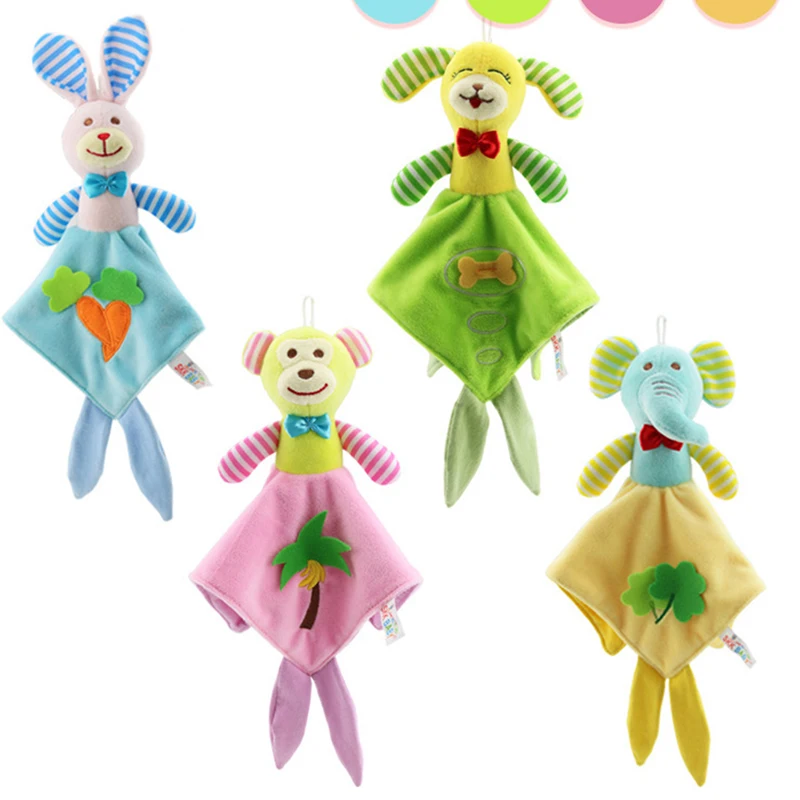 

Cute Baby Nursery Rabbit Towel Baby Stuffed Rattles Children Educational Stroller Toys Doll Comforting Towels Soft Towel