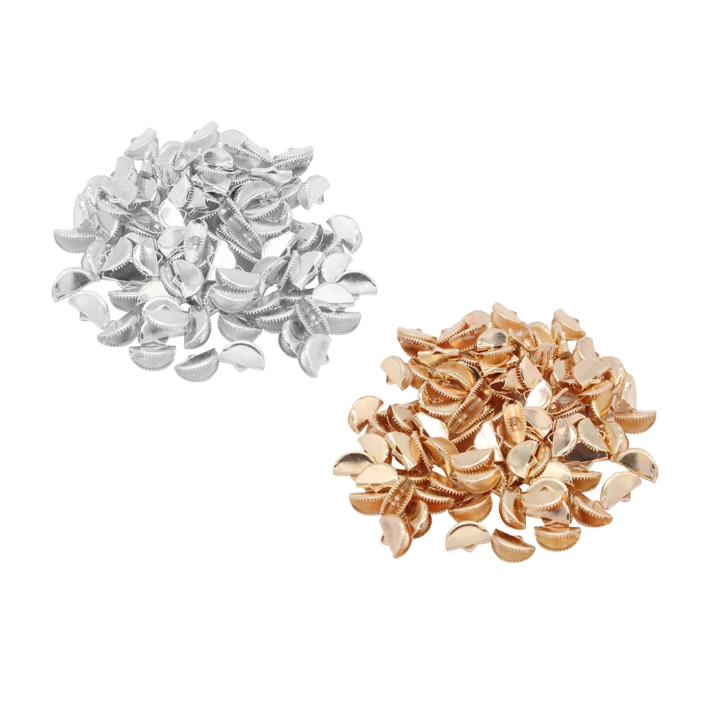 100 шт. застежки для шнура концы обжимные колпачки зажим наконечник DIY ленты | Дом и