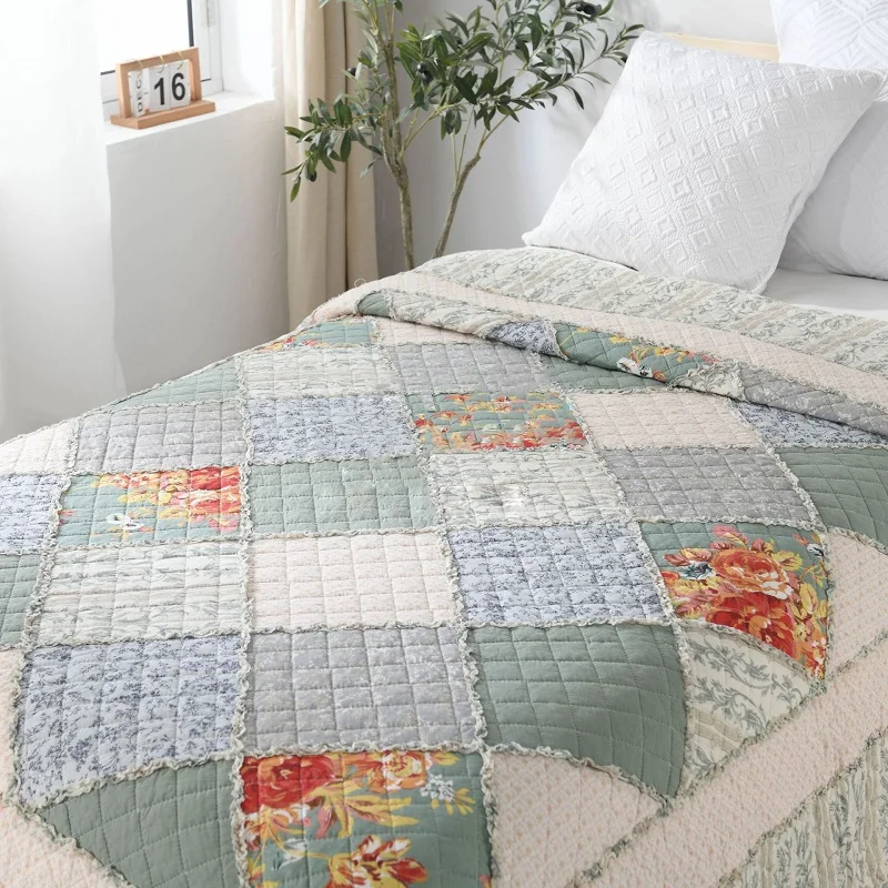 

Kids Bedspread Cotton Quilt 1Piece Handmade Patchwork Coverlet Summer Quilts Twin Size 150*200cm Sofa Quilted Blanket