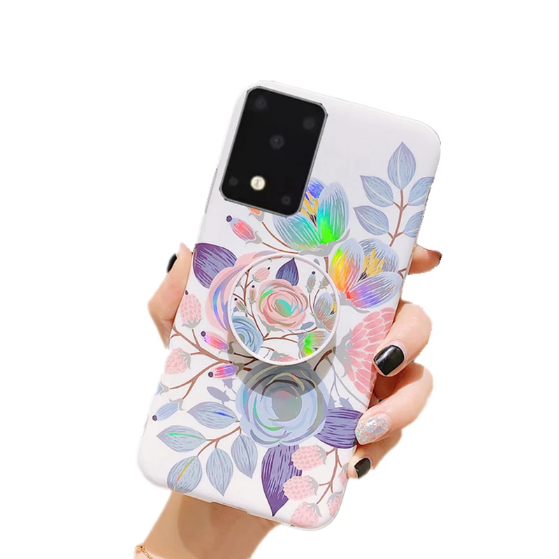 Блестящий чехол с кольцом для Samsung Galaxy S20 FE S21 Note 20 Ultra Note10 Plus S10 S9 из ТПУ лазерным