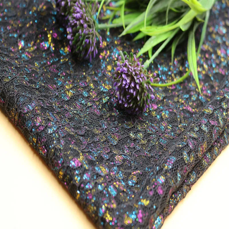 Width150cm кружевное цветное Блестящий Сияющий марлевой ткани для сада вечерние юбка