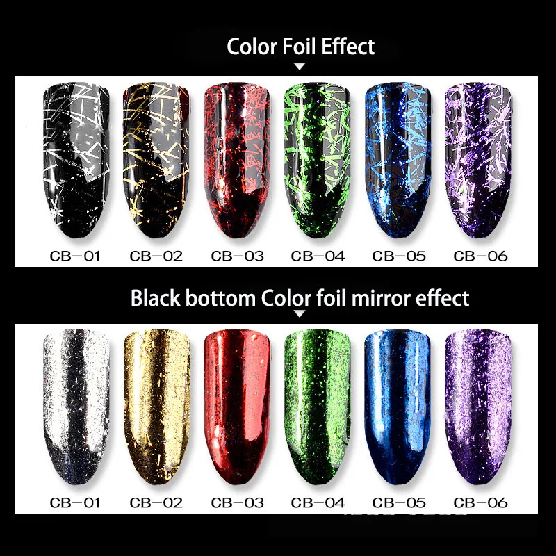 Kalvaro Fashion Nail Art Magic Mirror Powder Gold Silver Silk Strips Really Bright High-gloss Foil 6 Colors | Красота и здоровье