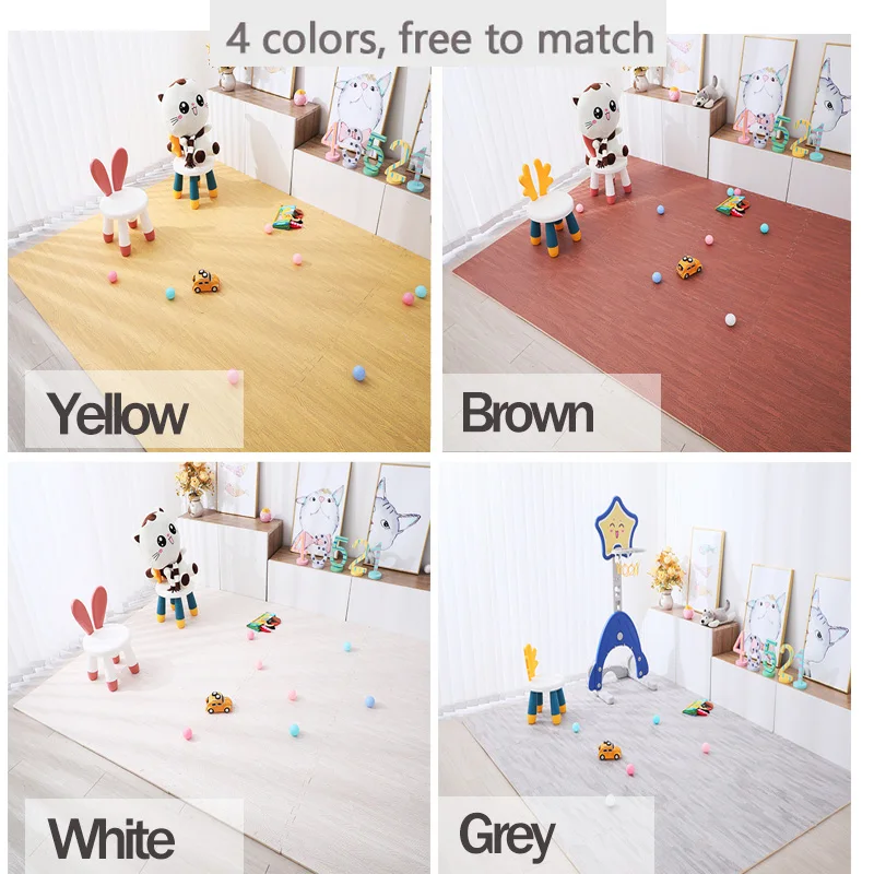 

Wood Grain Puzzle Mat Baby Foam Play Splicing Bedroom Thicken Soft Modern Floor Kids Rug Living Room Crawling Carpet