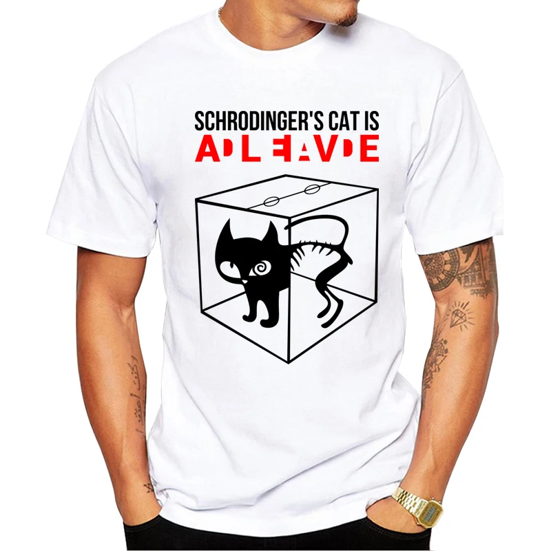 TEEHUB Мужская футболка с надписью Кот мертвый и живый|Мужские футболки| |
