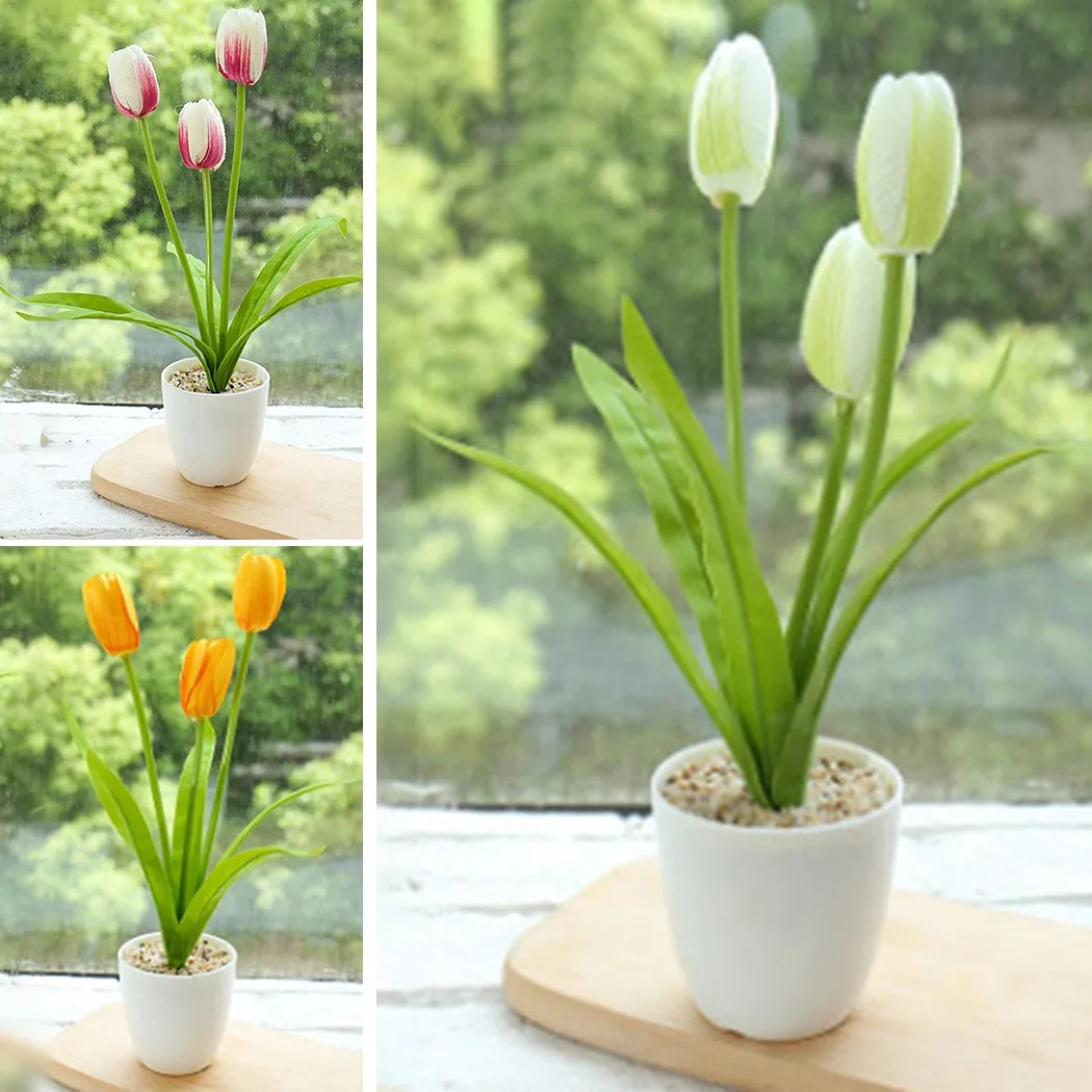 

1pc Artificial Green Plants And Fake Flowers Potted Home Decoration Ornaments Craft Lovers Gift For Friend