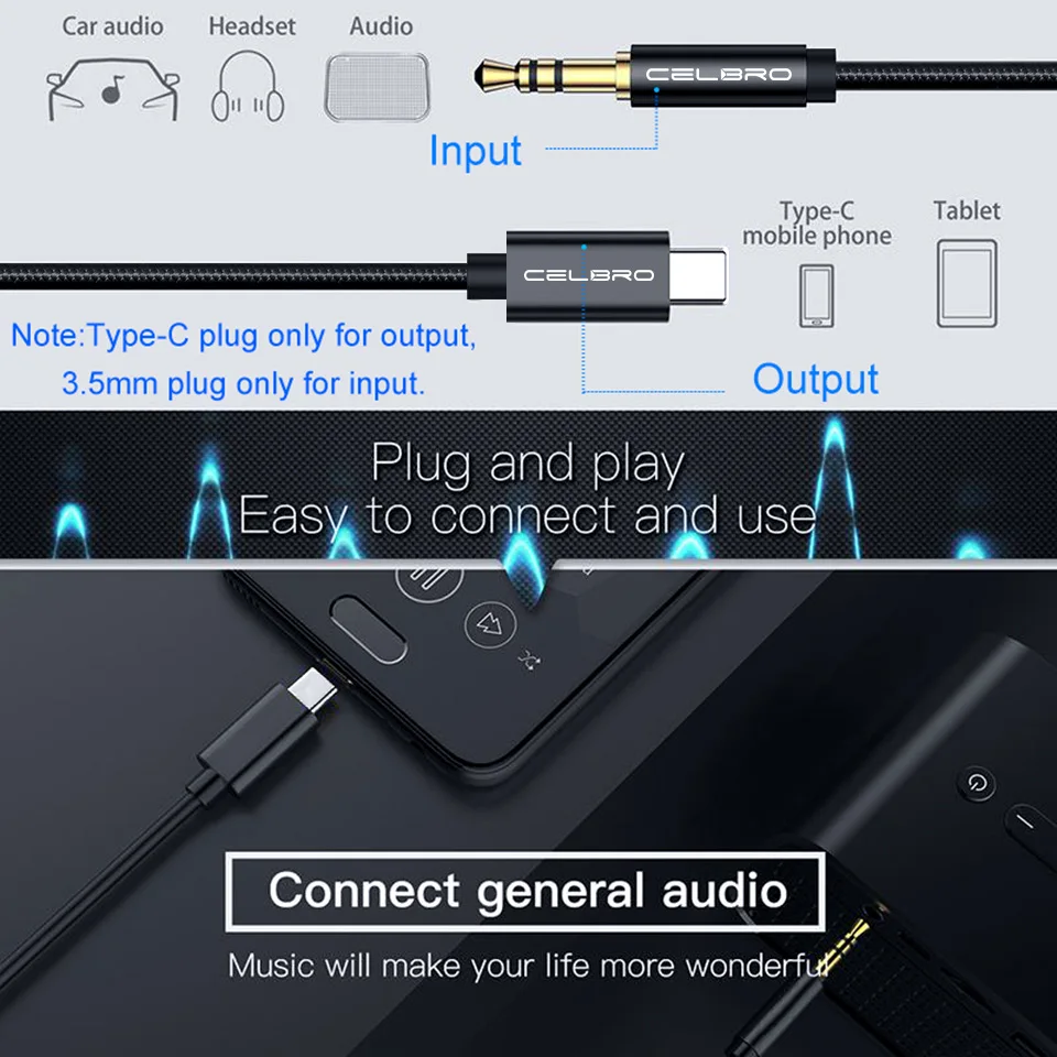 Аудиокабель с разъемом USB Type C на 3 5 мм AUX адаптер для наушников Type-c Huawei P40 P30 Pro Xiaomi