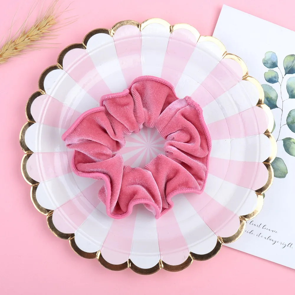 4 шт./лот бархатные Однотонные резинки для волос кольца женщин держатели конского