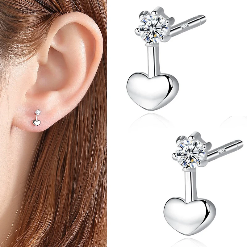 Классические серьги в форме сердца из серебра 925 пробы для женщин корейские