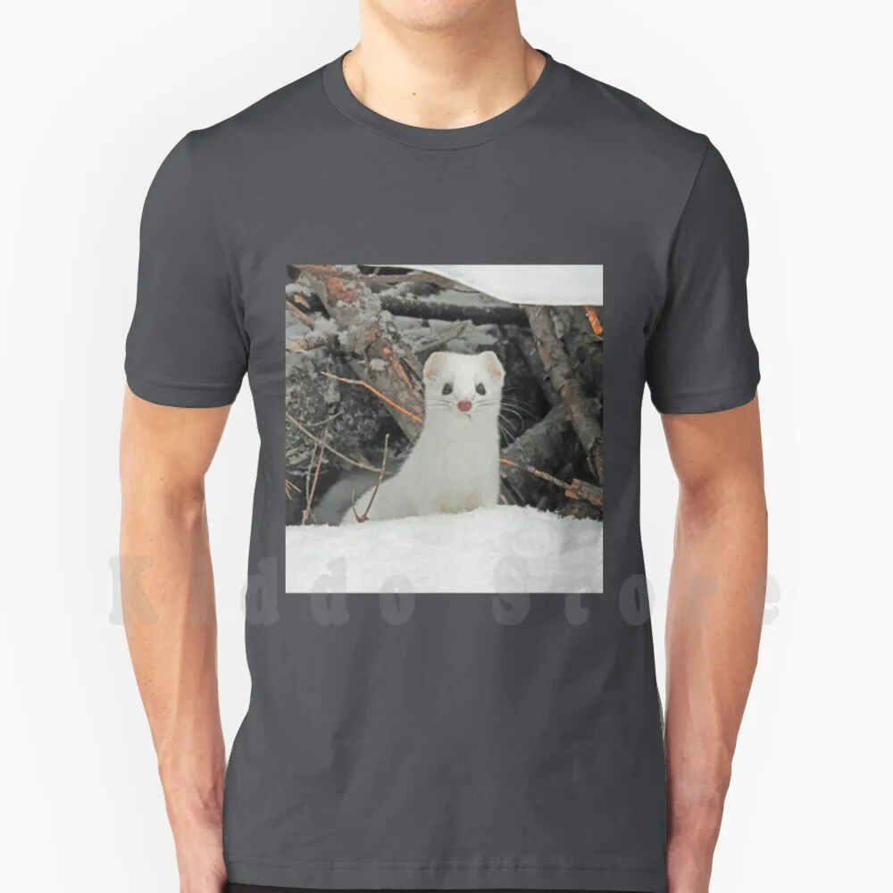 

Ermine футболка Сделай Сам Большой размер 100% хлопок Ermine мама белая зима