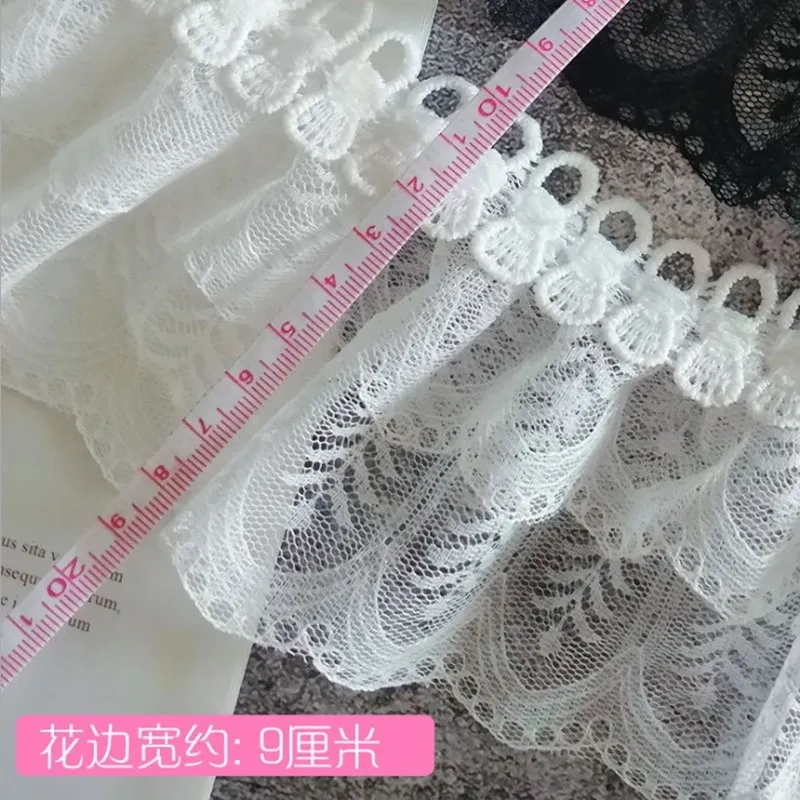 

1yard/Lot9cmChiffon Pleated Lace Ribbon Fabric for Sewing Embroidered Clothing Wedding Party DIY Handmade Craft Materials