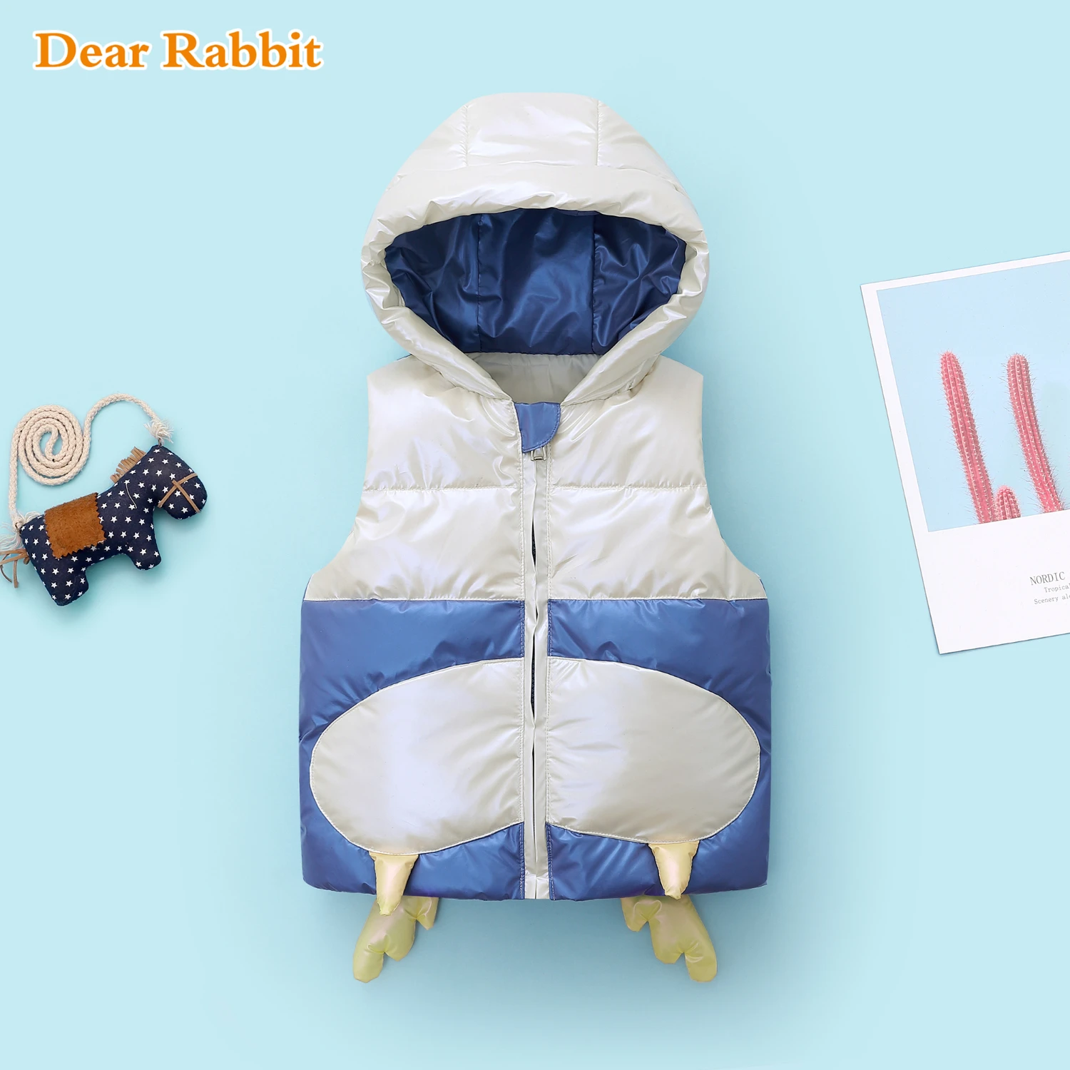 Новинка Детский жилет с капюшоном Детская верхняя одежда зимние пальто на белом