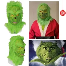 Grinch Косплей зеленая маска зеленый зверь Хэллоуин вечерние