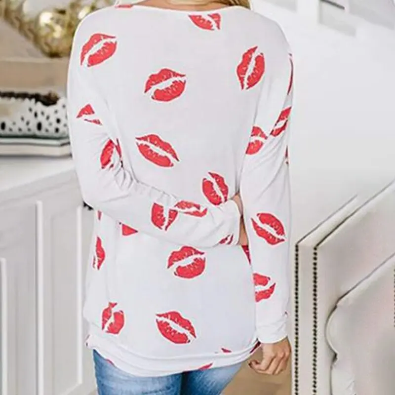 

Sexy Lip Print Sweatshirt Women 2020 Autumn Pullovers Top O Neck Long Sleeve Thin Sweatshirt Female Streetwear